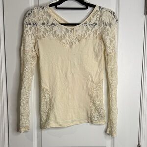Free People Elegant Cream Lace Women Top